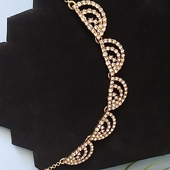 EUC J. Crew Statement Necklace Gold-tone Cubic Zirconia - Picture 5 of 9